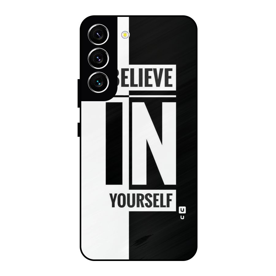 Believe Yourself Black Metal Back Case for Galaxy S22 5G