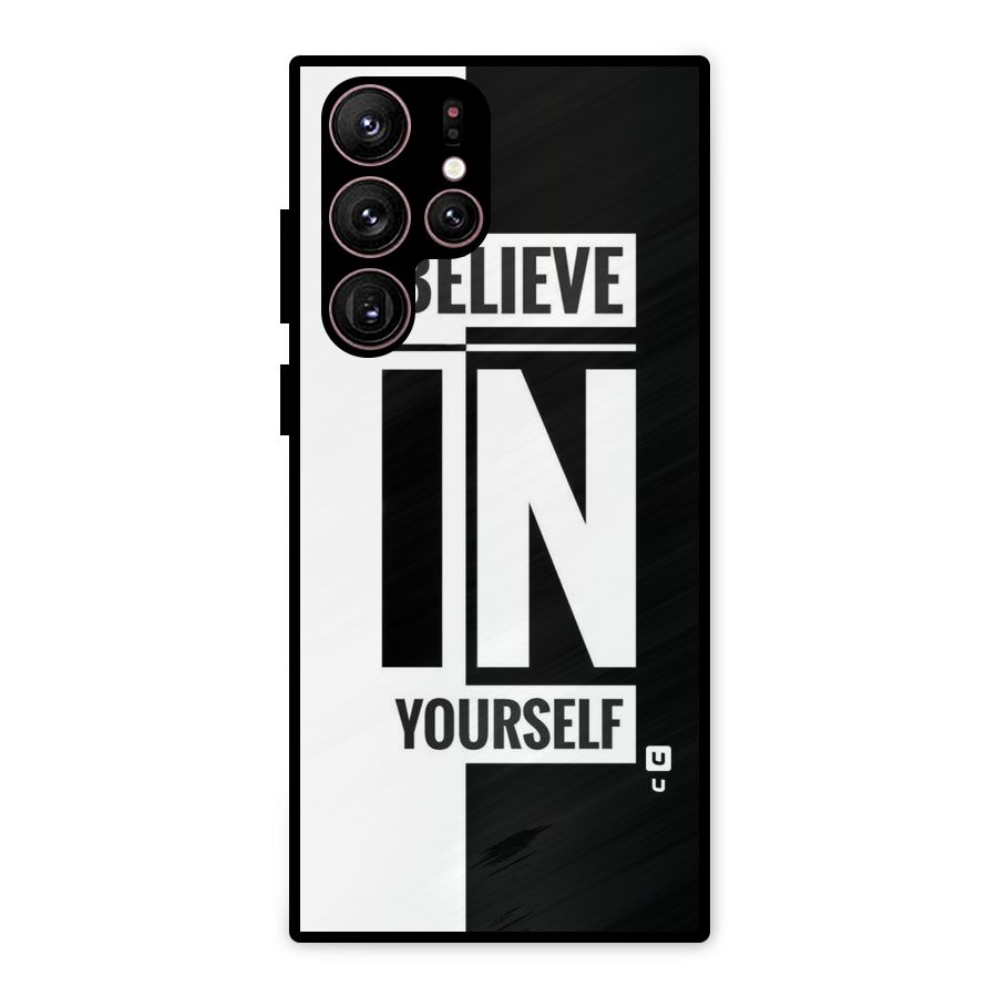 Believe Yourself Black Metal Back Case for Galaxy S22 Ultra 5G