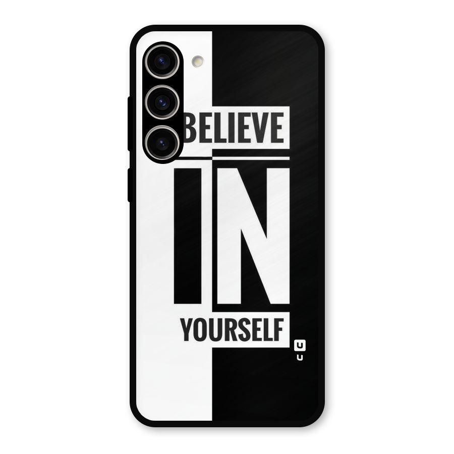 Believe Yourself Black Metal Back Case for Galaxy S23 Plus
