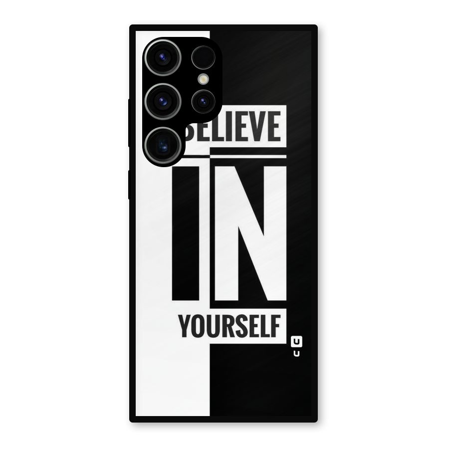 Believe Yourself Black Metal Back Case for Galaxy S23 Ultra