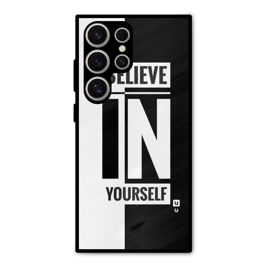 Believe Yourself Black Metal Back Case for Galaxy S24 Ultra