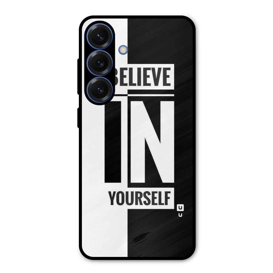 Believe Yourself Black Metal Back Case for Galaxy S25