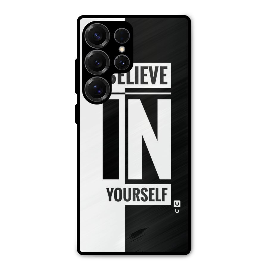 Believe Yourself Black Metal Back Case for Galaxy S25 Ultra