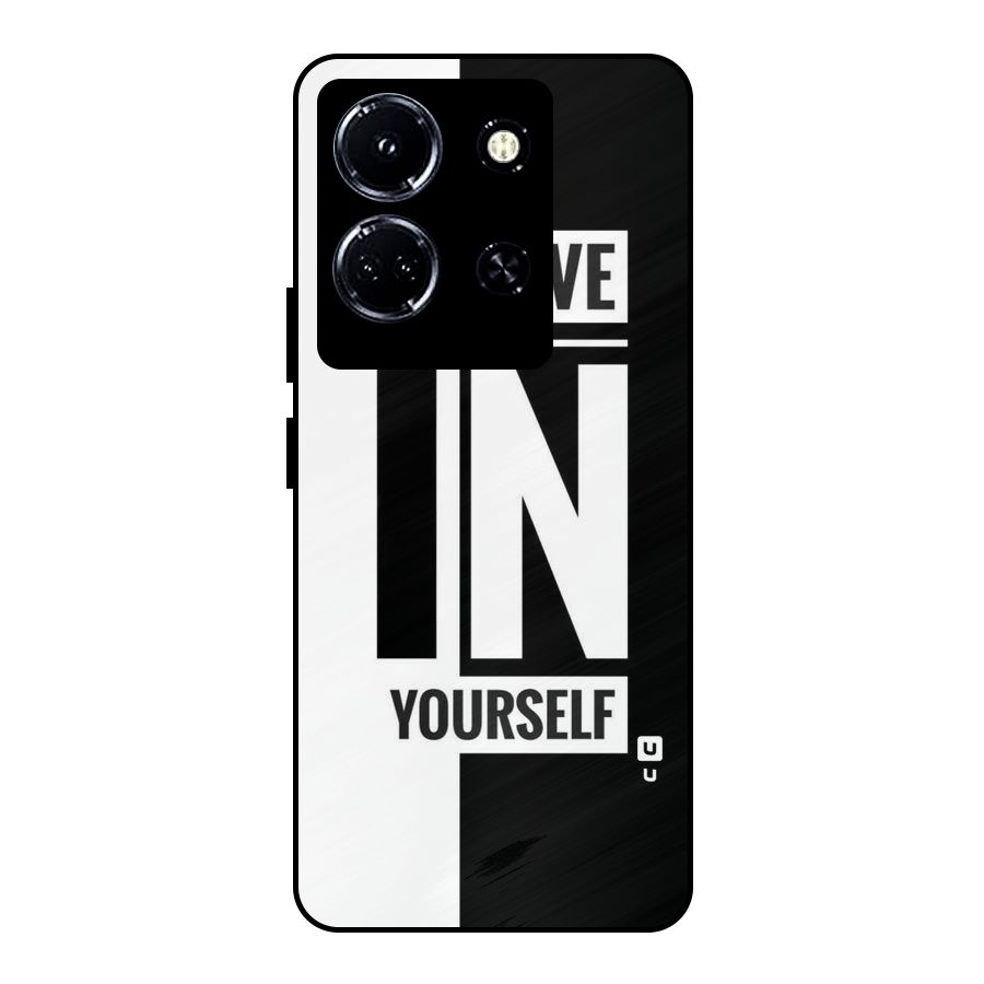 Believe Yourself Black Metal Back Case for Infinix Note 30 5G