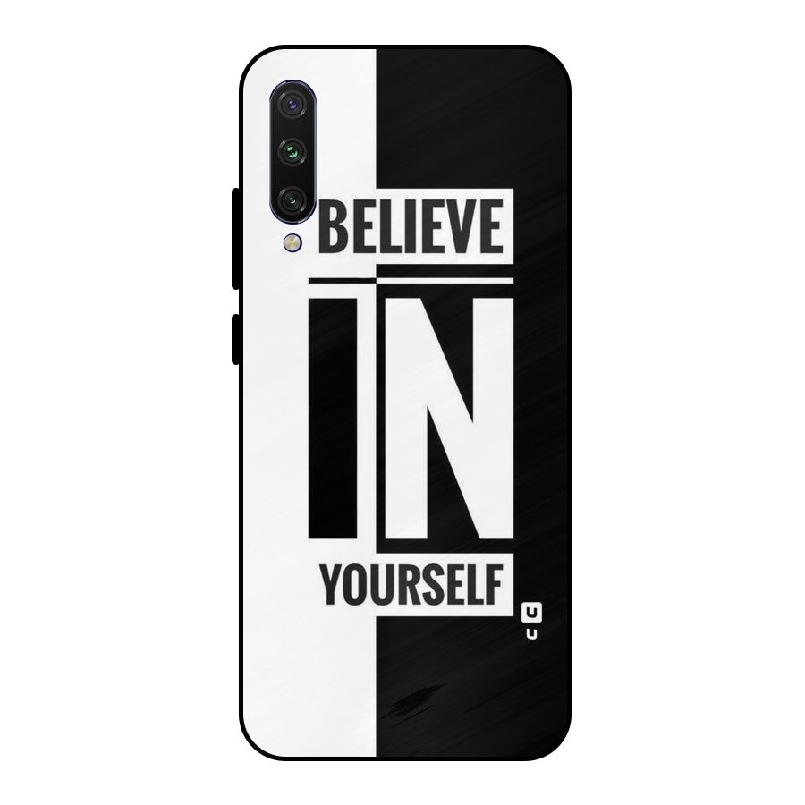 Believe Yourself Black Metal Back Case for Mi A3