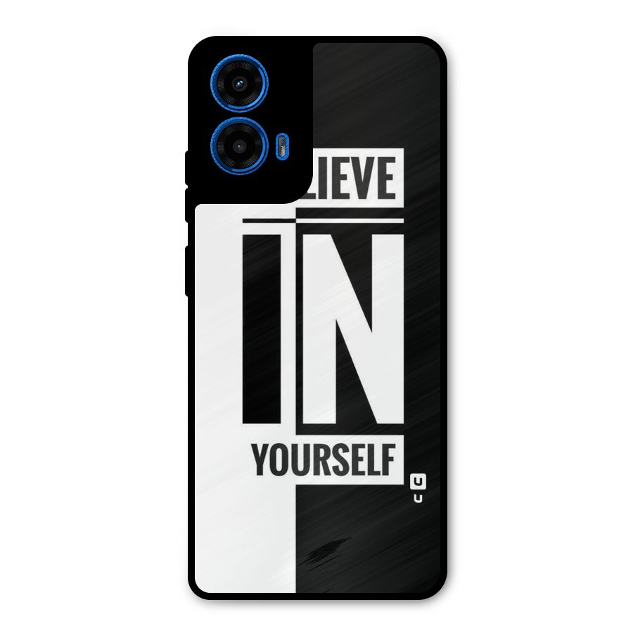 Believe Yourself Black Metal Back Case for Moto G45