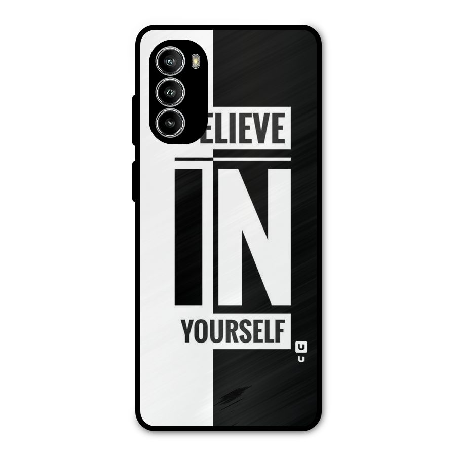 Believe Yourself Black Metal Back Case for Moto G52