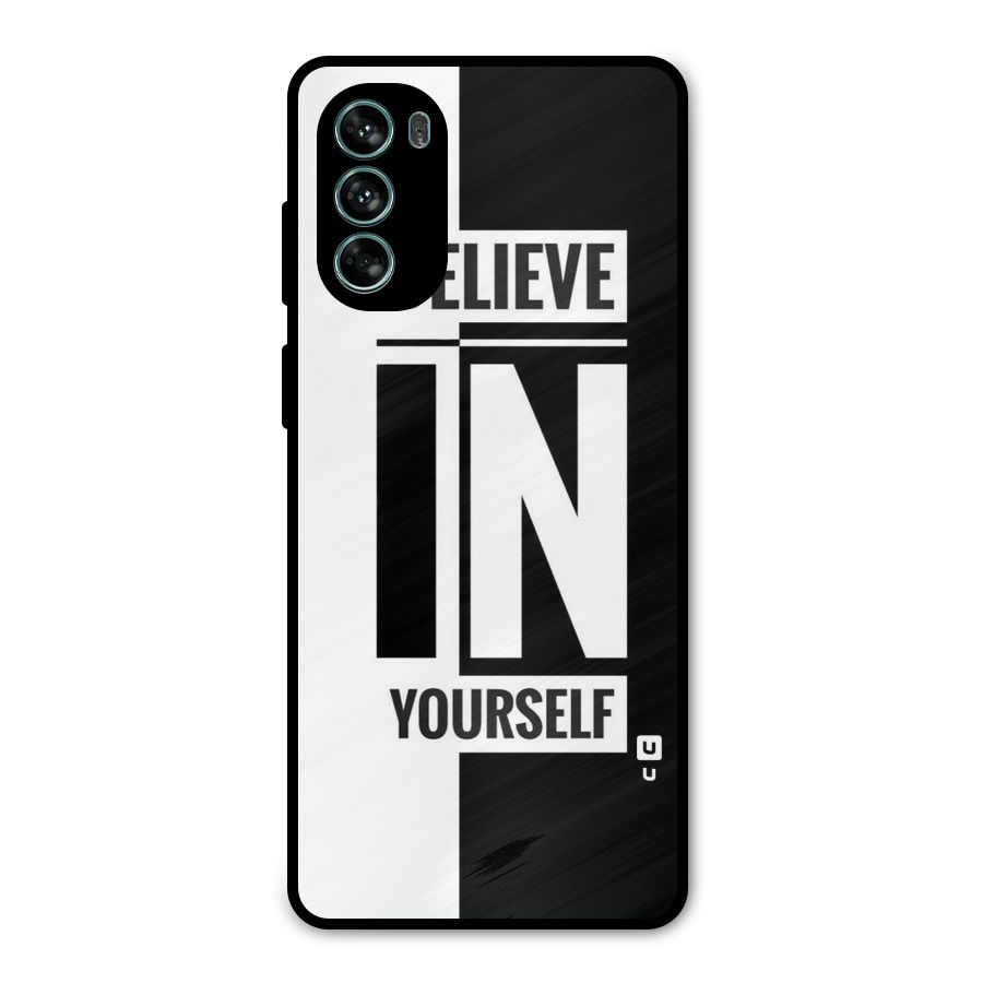 Believe Yourself Black Metal Back Case for Moto G62
