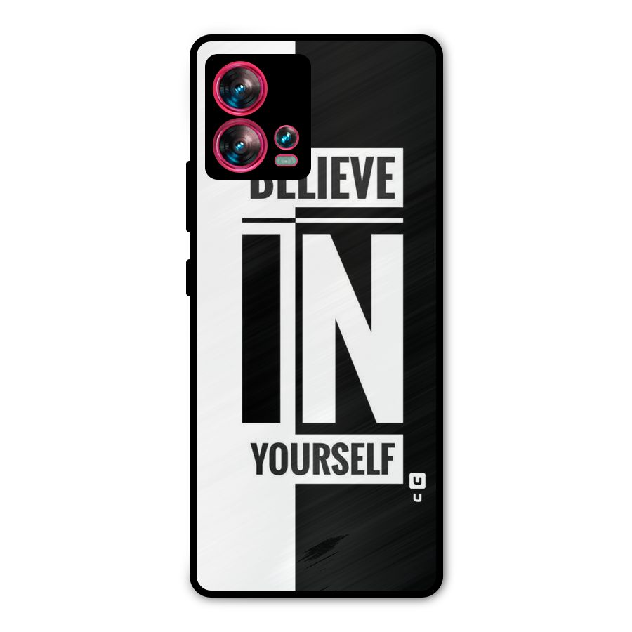 Believe Yourself Black Metal Back Case for Motorola Edge 30 Fusion
