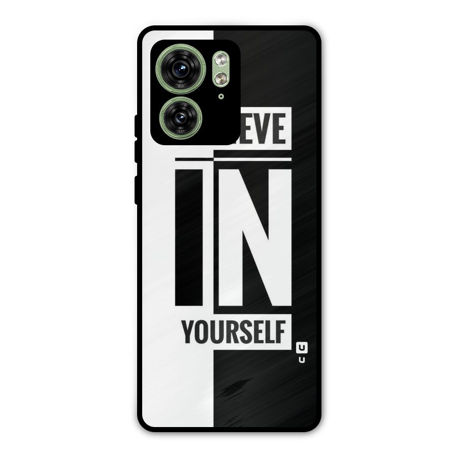 Believe Yourself Black Metal Back Case for Motorola Edge 40 5G