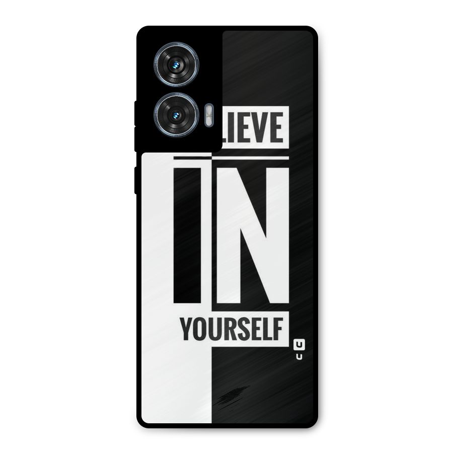 Believe Yourself Black Metal Back Case for Motorola Edge 50 Fusion