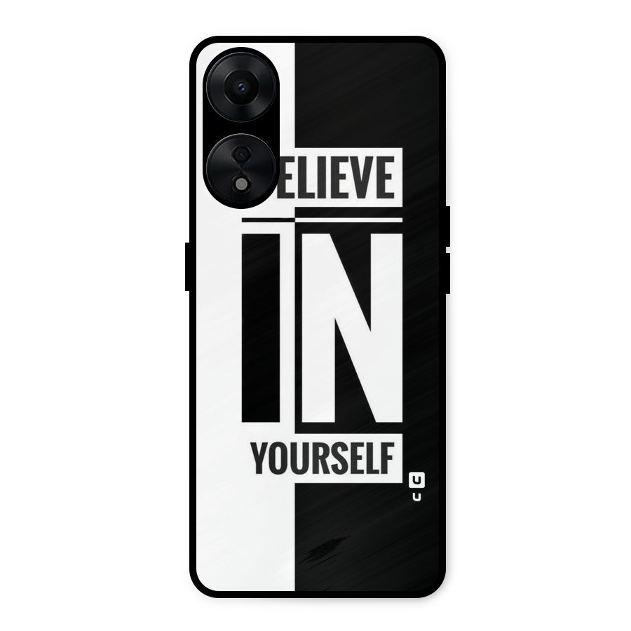 Believe Yourself Black Metal Back Case for Oppo A78 5G