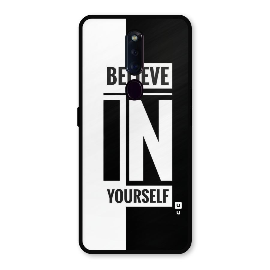 Believe Yourself Black Metal Back Case for Oppo F11 Pro