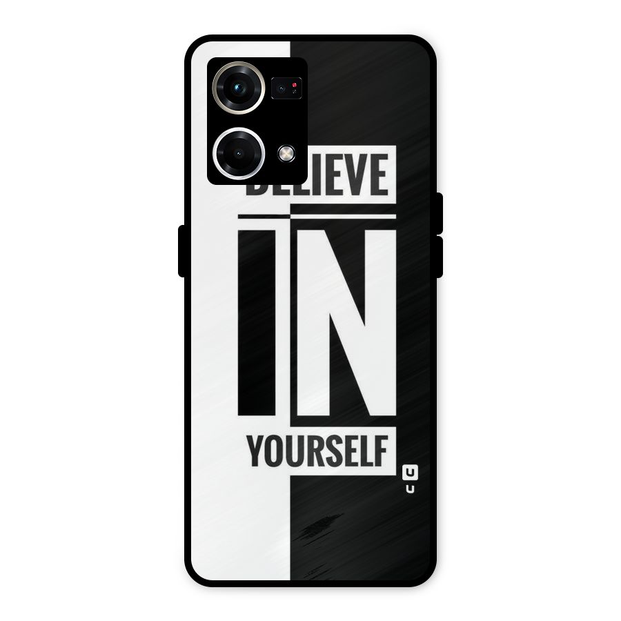 Believe Yourself Black Metal Back Case for Oppo F21s Pro 4G