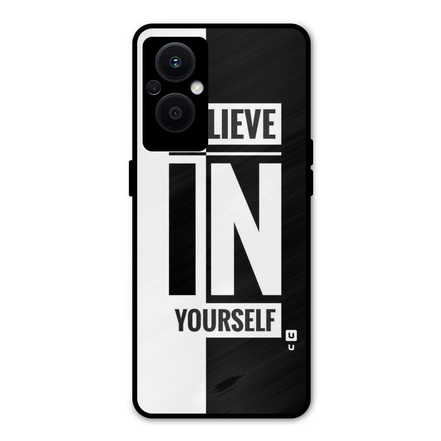 Believe Yourself Black Metal Back Case for Oppo F21s Pro 5G