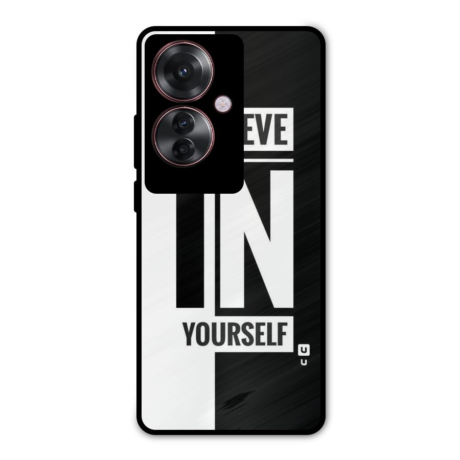 Believe Yourself Black Metal Back Case for Oppo F25 Pro