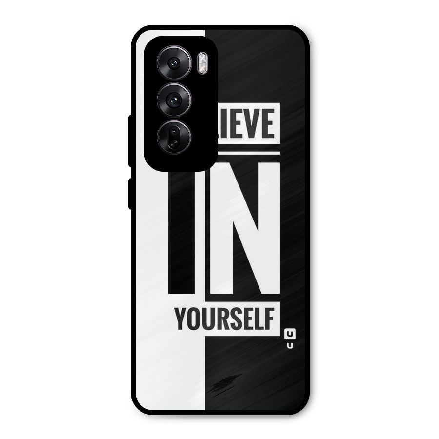 Believe Yourself Black Metal Back Case for Oppo Reno12