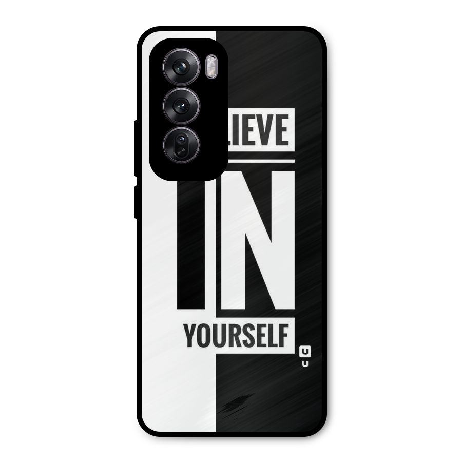 Believe Yourself Black Metal Back Case for Oppo Reno12 Pro