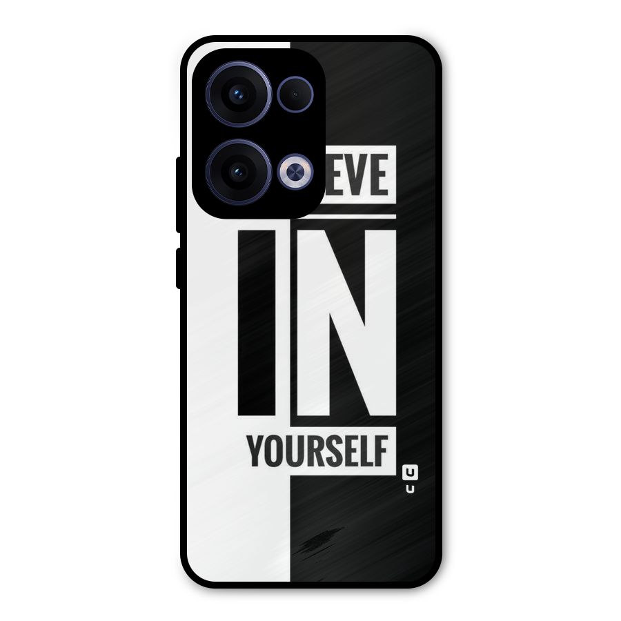 Believe Yourself Black Metal Back Case for Oppo Reno13