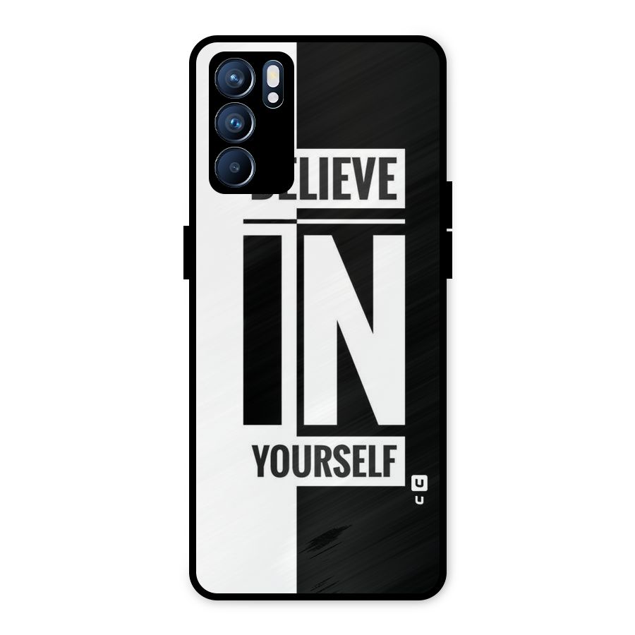 Believe Yourself Black Metal Back Case for Oppo Reno6 5G