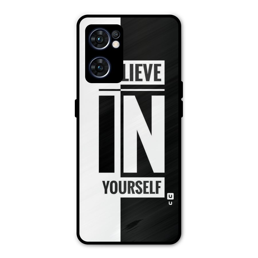 Believe Yourself Black Metal Back Case for Oppo Reno7 5G