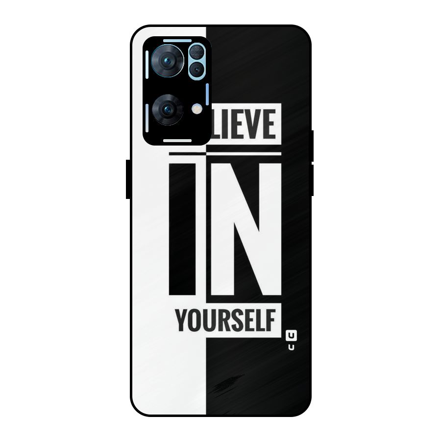 Believe Yourself Black Metal Back Case for Oppo Reno7 Pro 5G