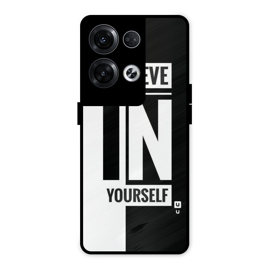 Believe Yourself Black Metal Back Case for Oppo Reno8 Pro 5G