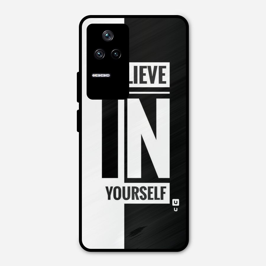 Believe Yourself Black Metal Back Case for Poco F4 5G