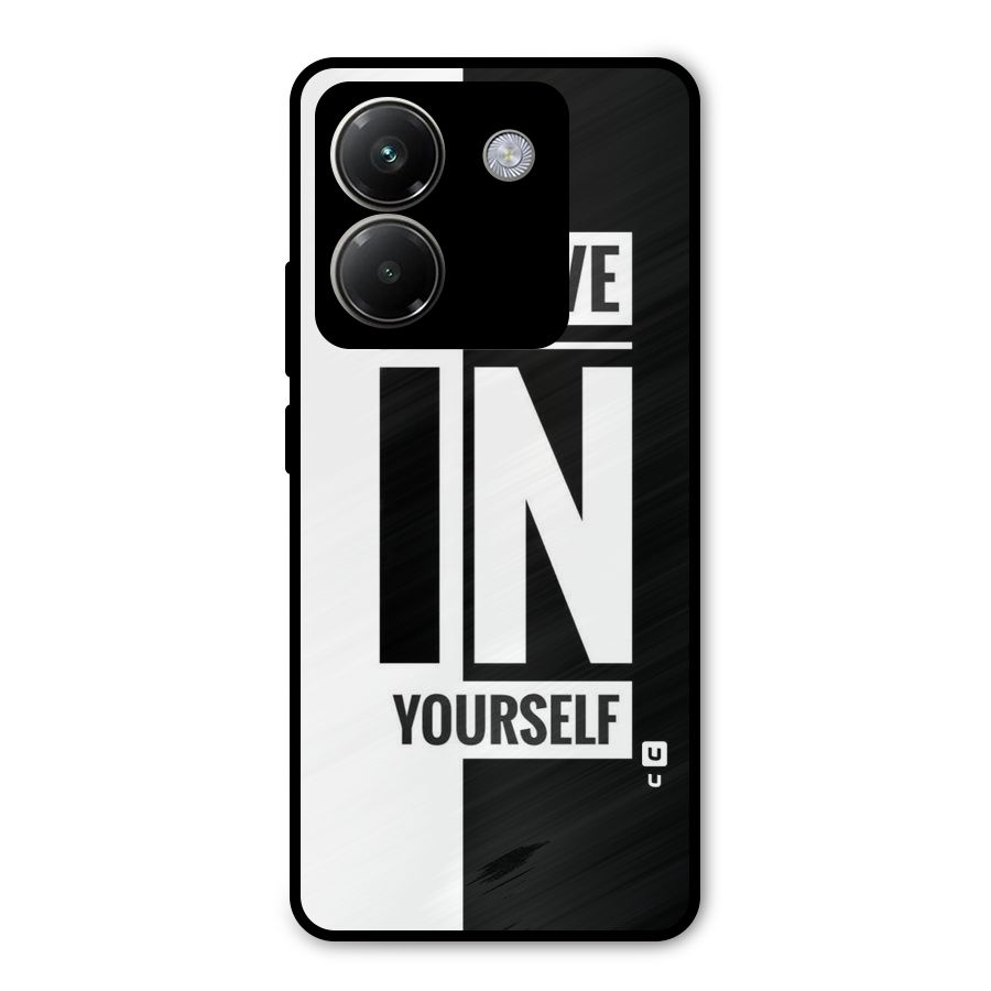Believe Yourself Black Metal Back Case for Poco M7 Pro 5G