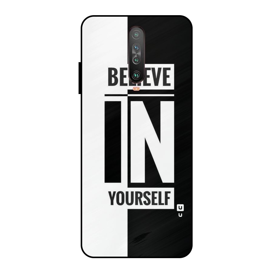 Believe Yourself Black Metal Back Case for Poco X2
