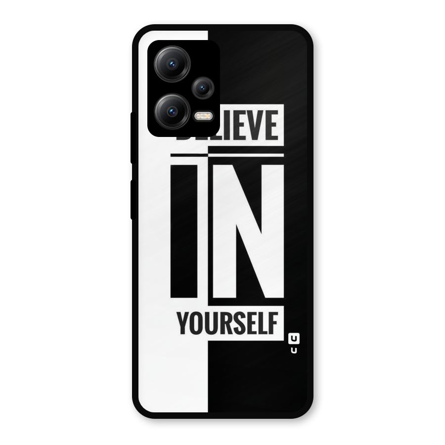 Believe Yourself Black Metal Back Case for Poco X5