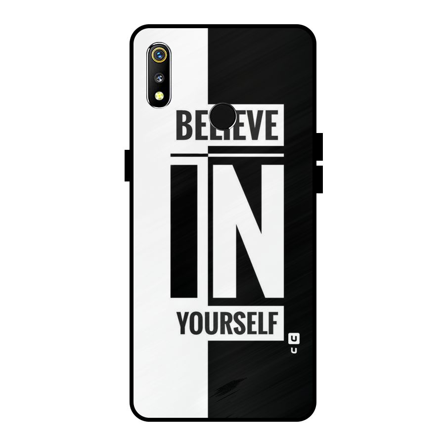 Believe Yourself Black Metal Back Case for Realme 3i