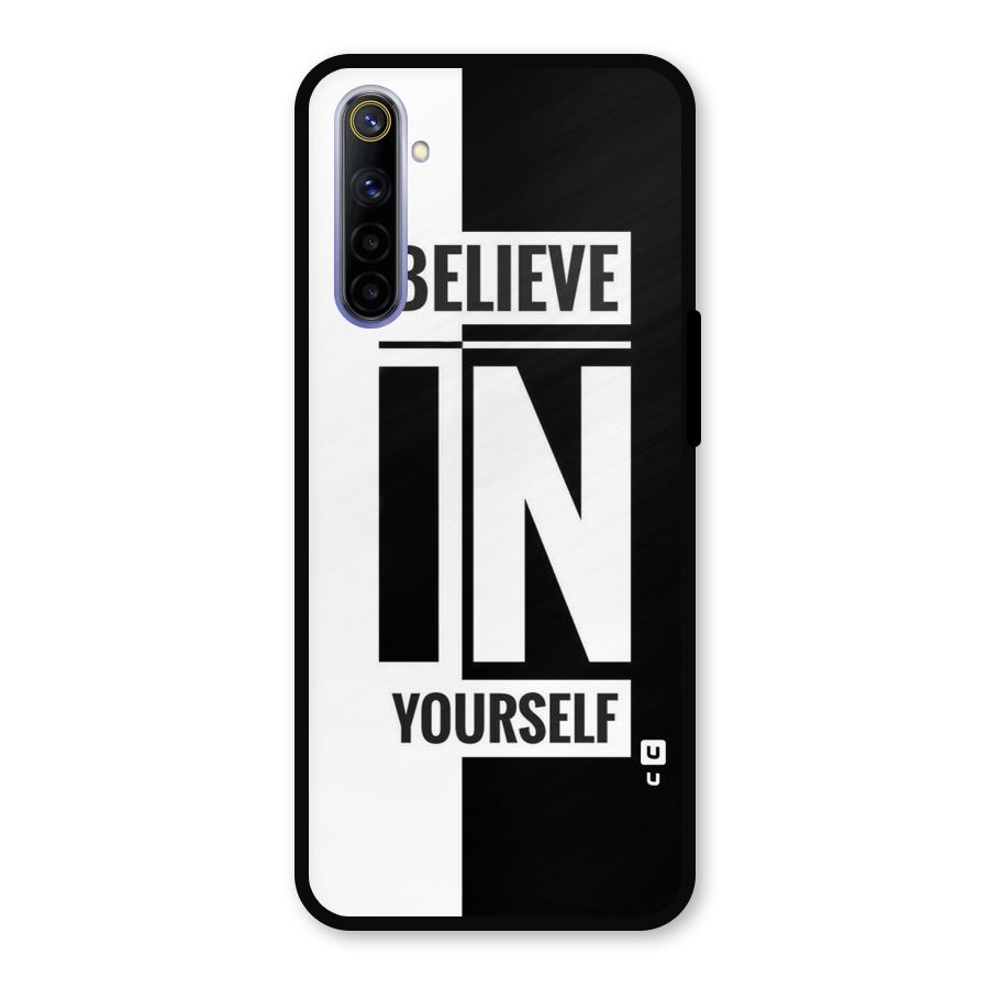 Believe Yourself Black Metal Back Case for Realme 6i