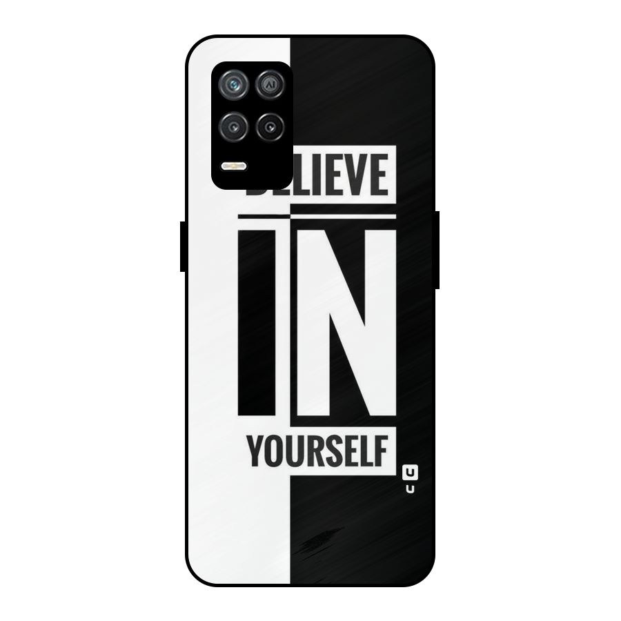 Believe Yourself Black Metal Back Case for Realme 8s 5G