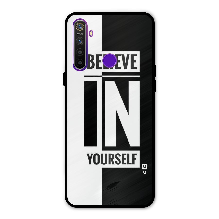 Believe Yourself Black Metal Back Case for Realme Narzo 10