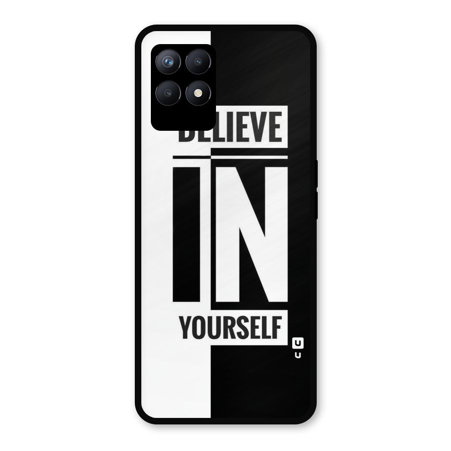 Believe Yourself Black Metal Back Case for Realme Narzo 50