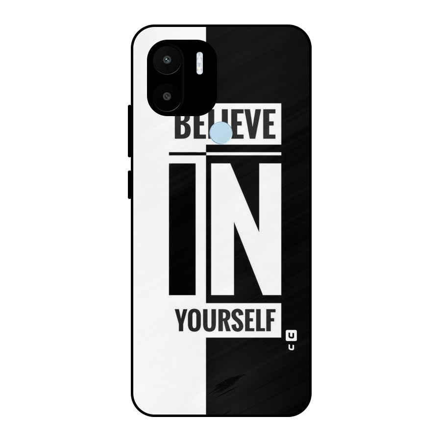 Believe Yourself Black Metal Back Case for Redmi A2+