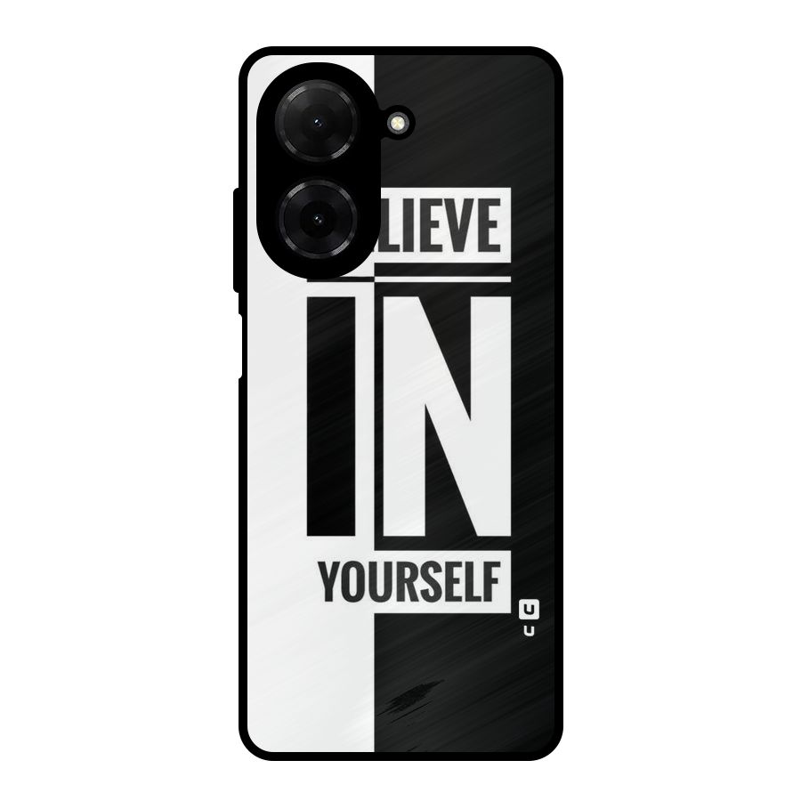 Believe Yourself Black Metal Back Case for Redmi A5 4G