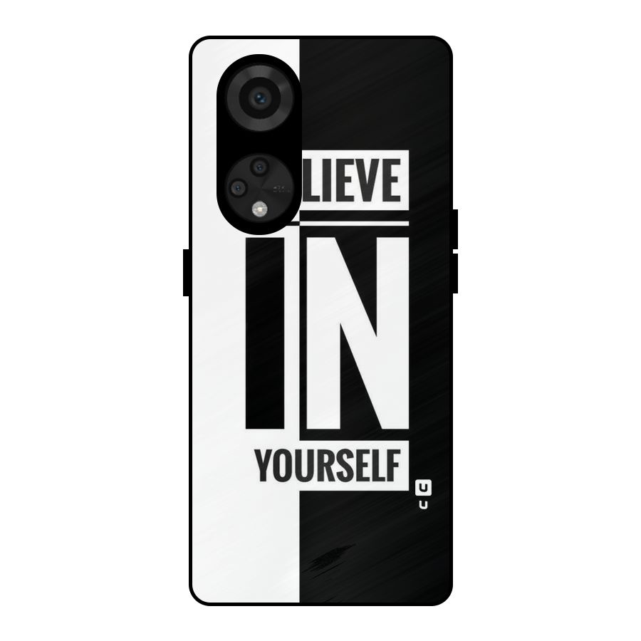 Believe Yourself Black Metal Back Case for Reno8 T 5G