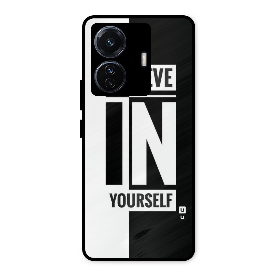 Believe Yourself Black Metal Back Case for Vivo T1 Pro