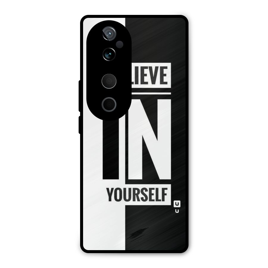 Believe Yourself Black Metal Back Case for Vivo T3 Ultra