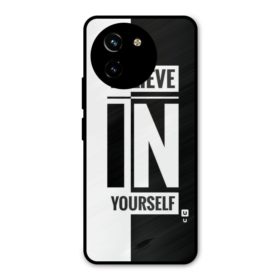 Believe Yourself Black Metal Back Case for Vivo T3x