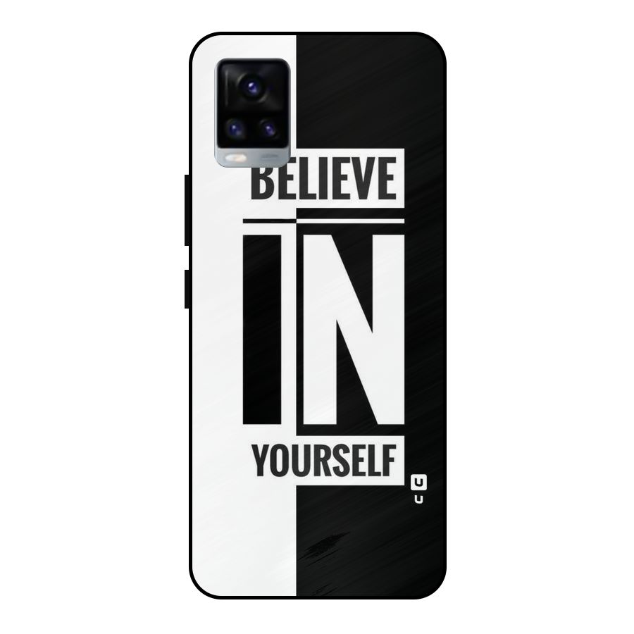 Believe Yourself Black Metal Back Case for Vivo V20 2021