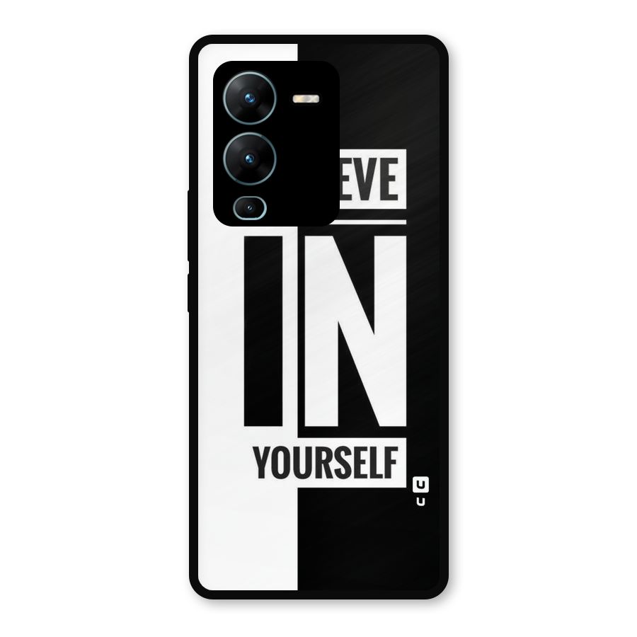 Believe Yourself Black Metal Back Case for Vivo V25 Pro