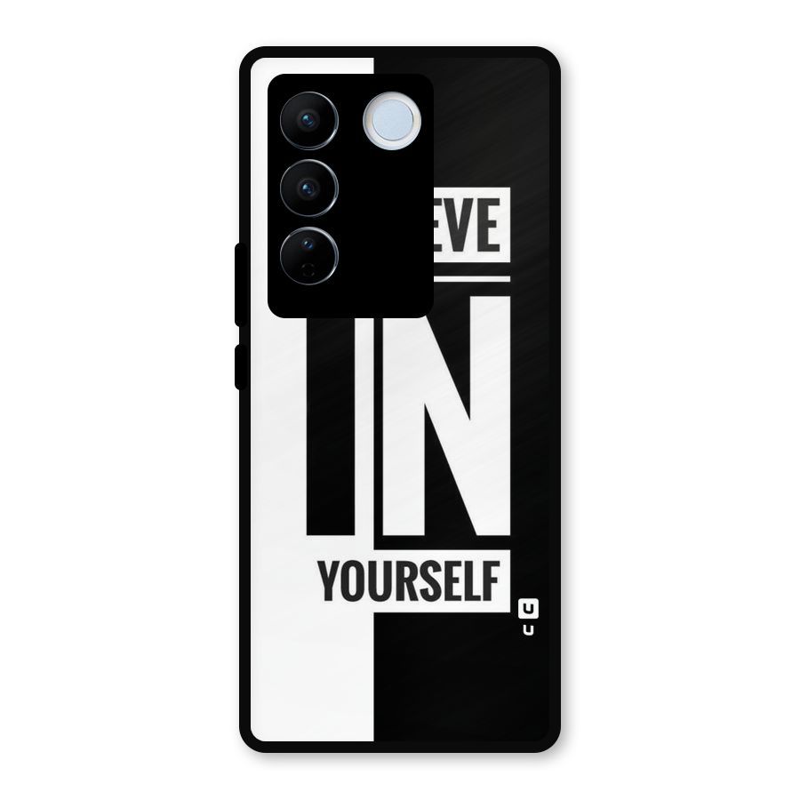 Believe Yourself Black Metal Back Case for Vivo V27