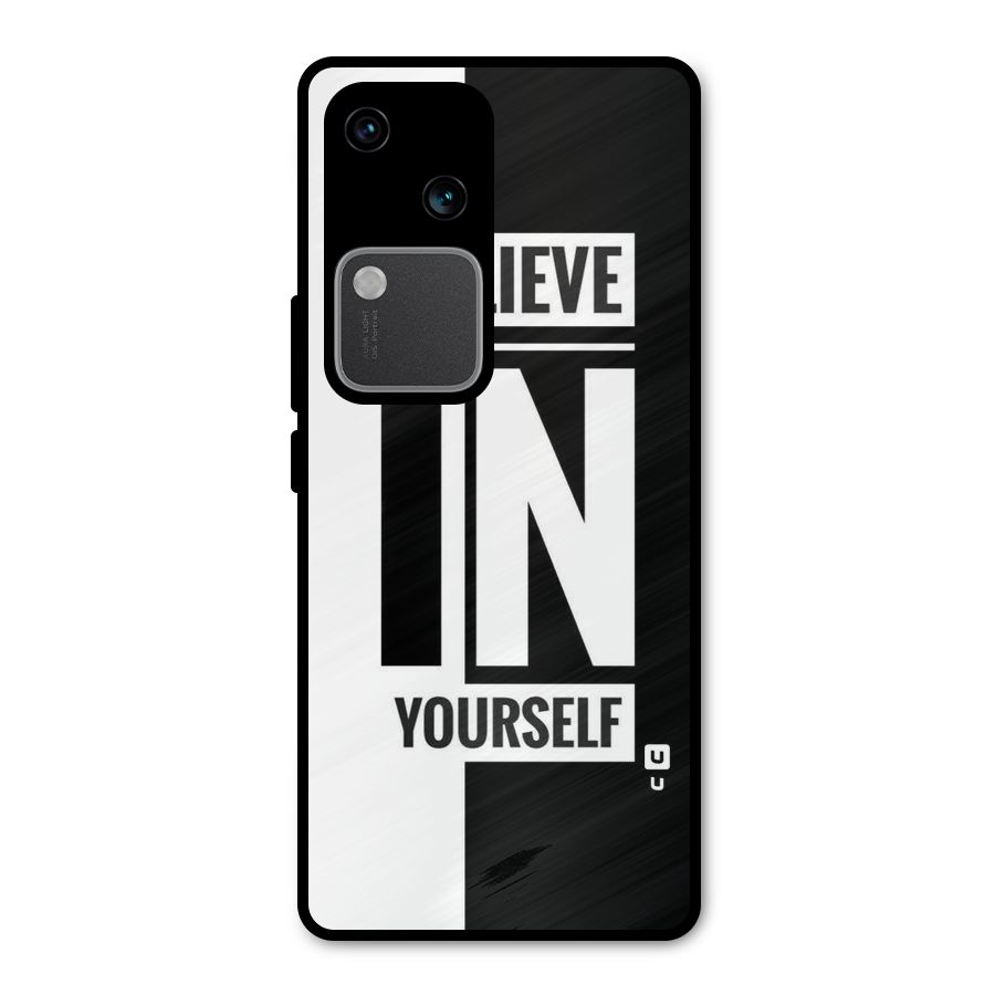 Believe Yourself Black Metal Back Case for Vivo V30