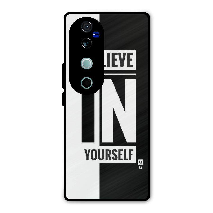 Believe Yourself Black Metal Back Case for Vivo V40