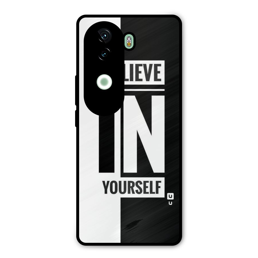 Believe Yourself Black Metal Back Case for Vivo V40e