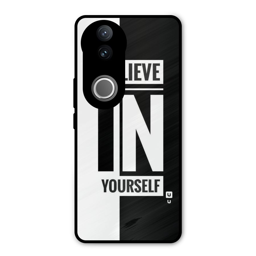 Believe Yourself Black Metal Back Case for Vivo V50e