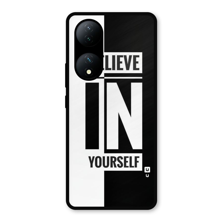 Believe Yourself Black Metal Back Case for Vivo Y100a